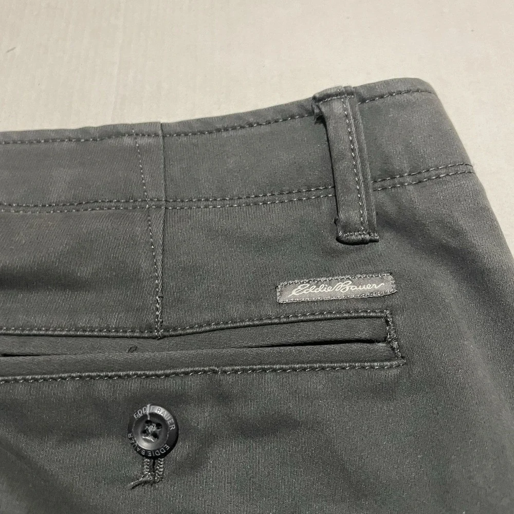 Eddie Bauer Men's 34 X 35 Tall Stretch‎ Chino Pants Straight Flat Front Gray